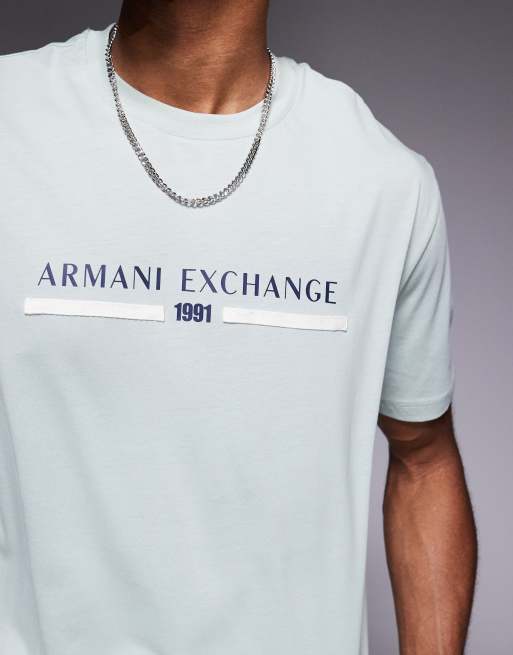 Armani Exchange – Salviagrön t-shirt med korta ärmar och centrerad logga, 3 av 4