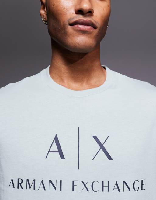 Armani Exchange - Salviegrøn kortærmet T-shirt med centreret logo, 2 af 5