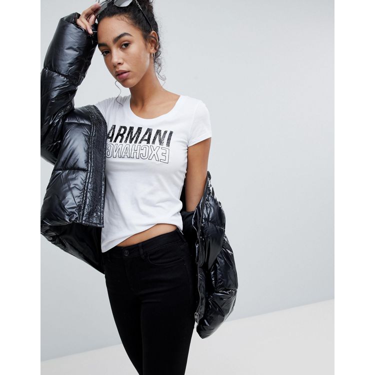 Armani Exchange Scoop Neck Mirror Logo T-Shirt | ASOS