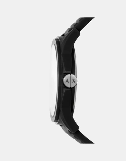 Armani Exchange – Set in Schwarz, aus Silikon-Uhr mit drei Zeigern und Armband, 3 von 3