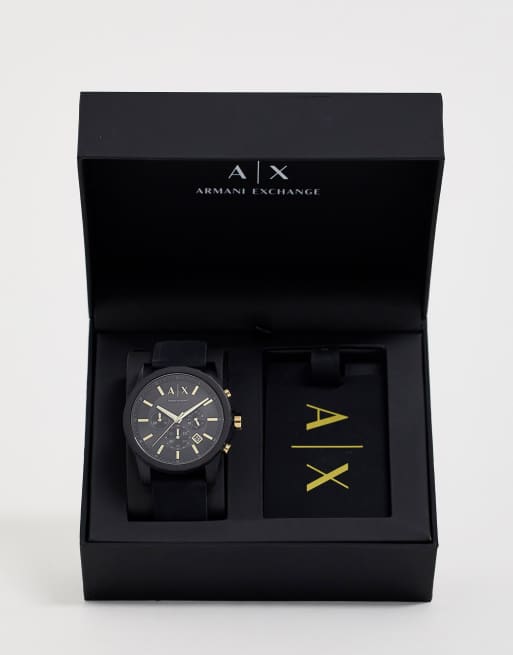 Armani Exchange - Set regalo da uomo con orologio e targhetta per