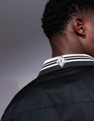 Armani Exchange Shirt With Contrast Stripe Collar In Black