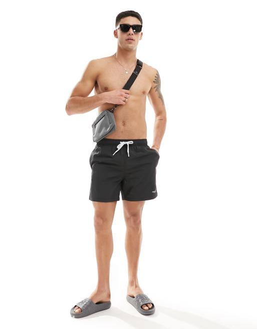 Armani Exchange - Short de bain à logo linéaire et passepoils contrastants - Noir