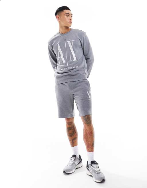 Armani Exchange - Short d'ensemble molletonné à logo oversize - Gris chiné, 5 de 5