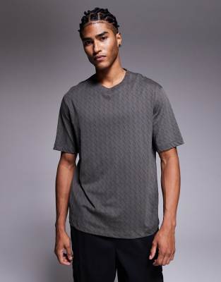 Armani Exchange Short Sleeve All Over Logo T-shirt In Gray