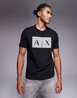 Armani Exchange Short Sleeve Central Logo T-shirt In Black