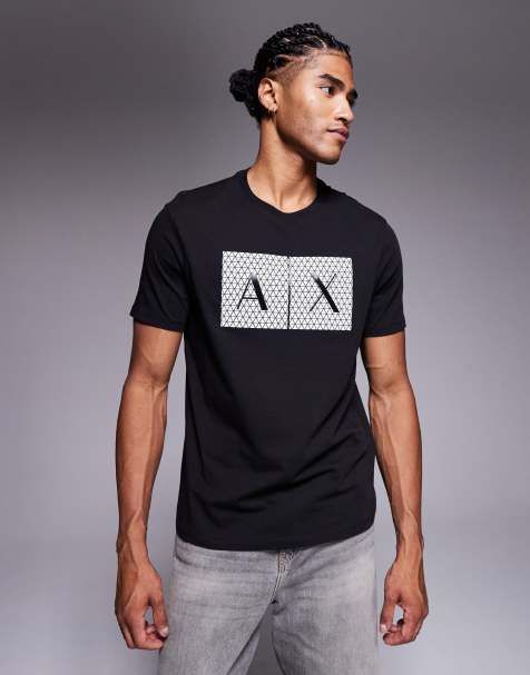 Armani Exchange short sleeve central logo t-shirt in black - view 1