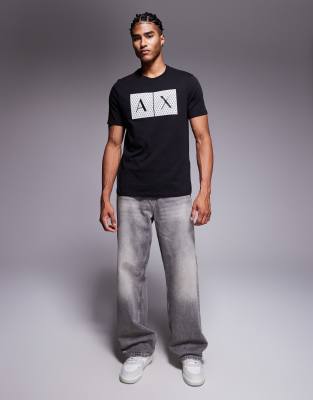 Armani Exchange Short Sleeve Central Logo T-shirt In Black