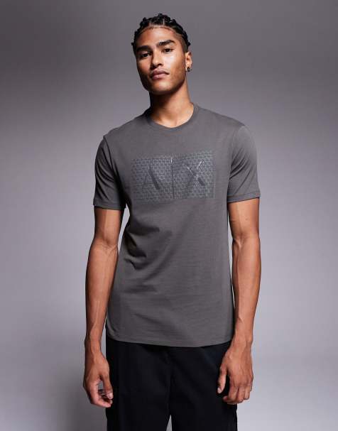 Armani Exchange short sleeve central logo t-shirt in green - view 1