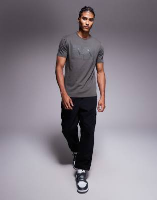 Armani Exchange Short Sleeve Central Logo T-shirt In Gray