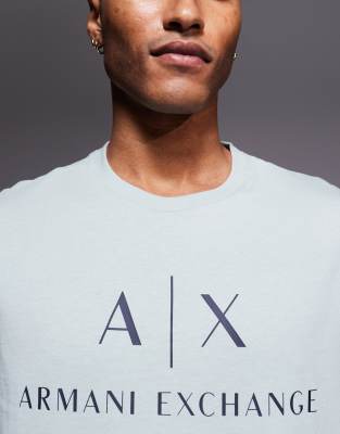 Armani Exchange Short Sleeve Central Logo T-shirt In Green