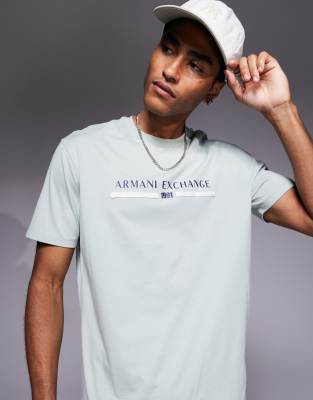 Armani Exchange Short Sleeve Central Logo T-shirt In White