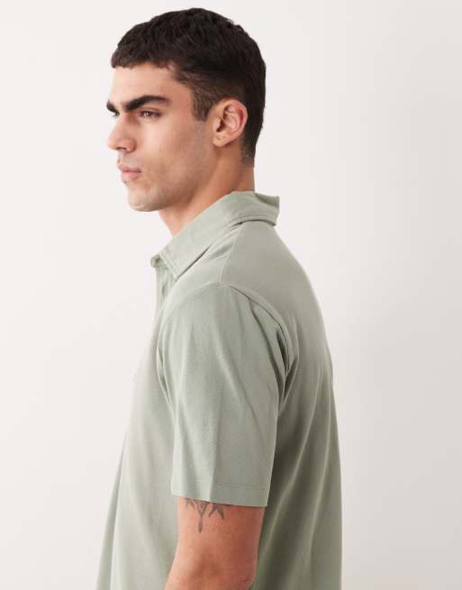 Armani Exchange short sleeve logo polo in green, 4 of 5