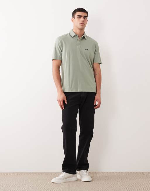 Armani Exchange short sleeve logo polo in green, 5 of 5