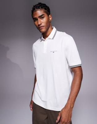 Armani Exchange Short Sleeve Logo Polo In White