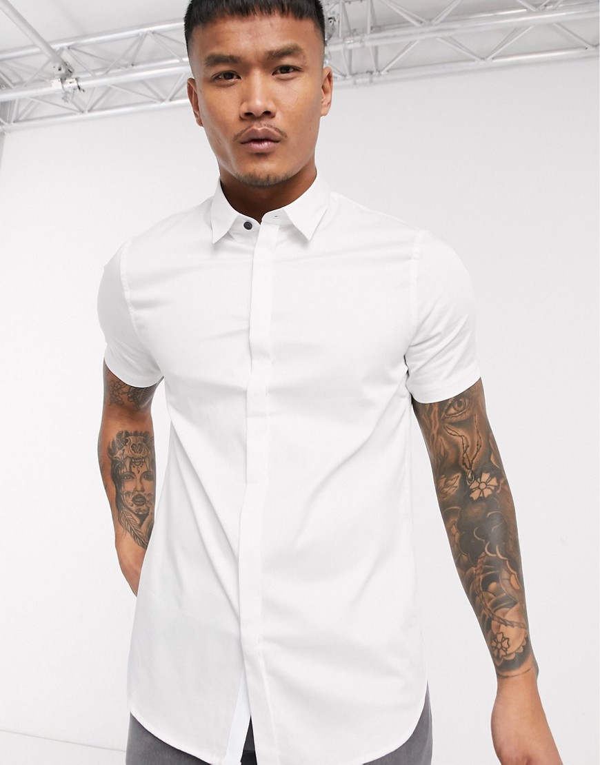 Armani Exchange short sleeve logo shirt in white