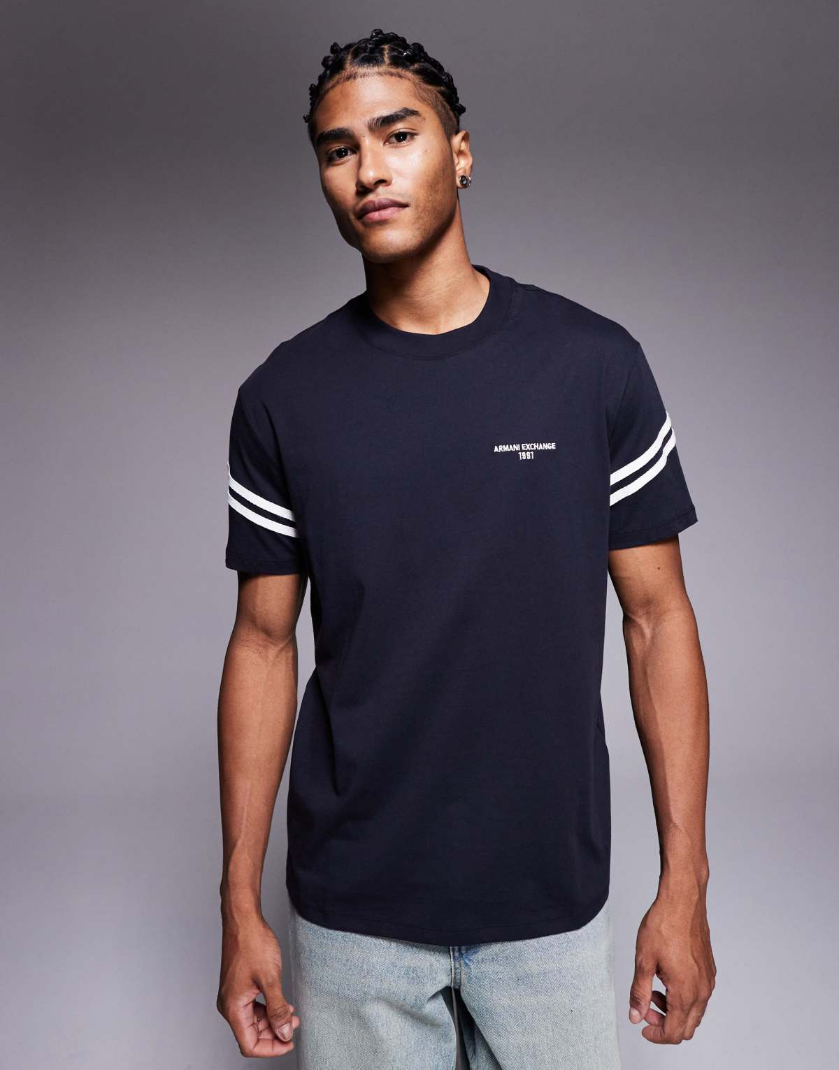 Armani Exchange short sleeve logo t-shirt in navy