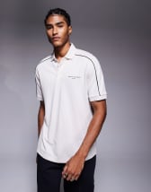 Armani Exchange polo shirt with contrast logo taping in white | ASOS