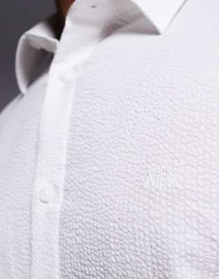 Armani Exchange Short Sleeve Textured Shirt In White