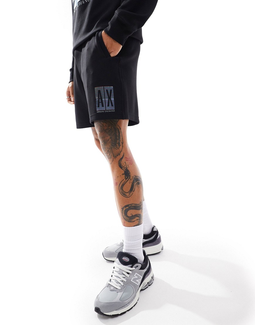 Armani Exchange side box logo sweat shorts in black co-ord
