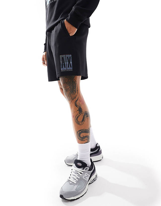 Armani Exchange - side box logo sweat shorts in black co-ord