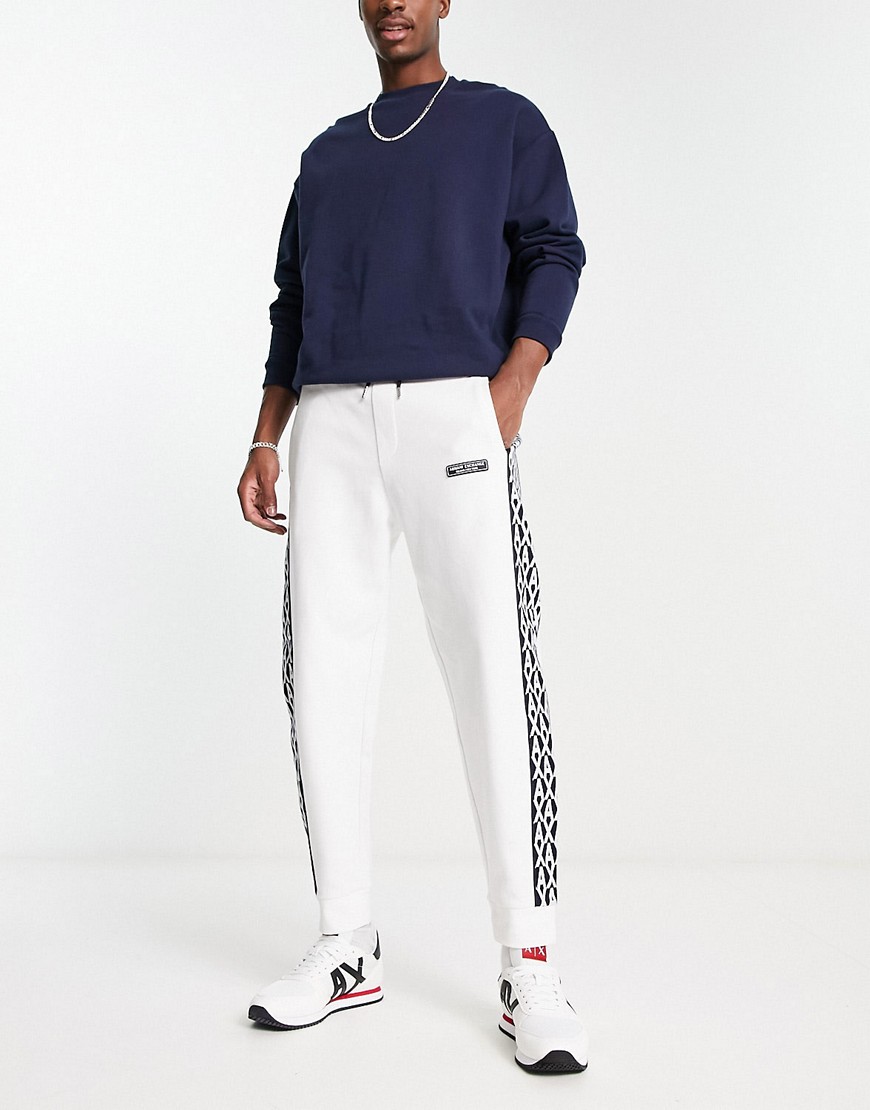 Armani Exchange side logo joggers in white