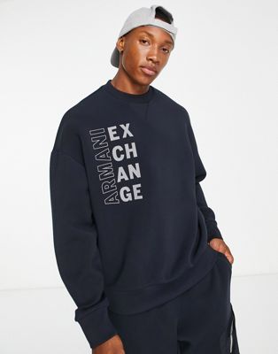Armani Exchange side logo sweatshirt in navy