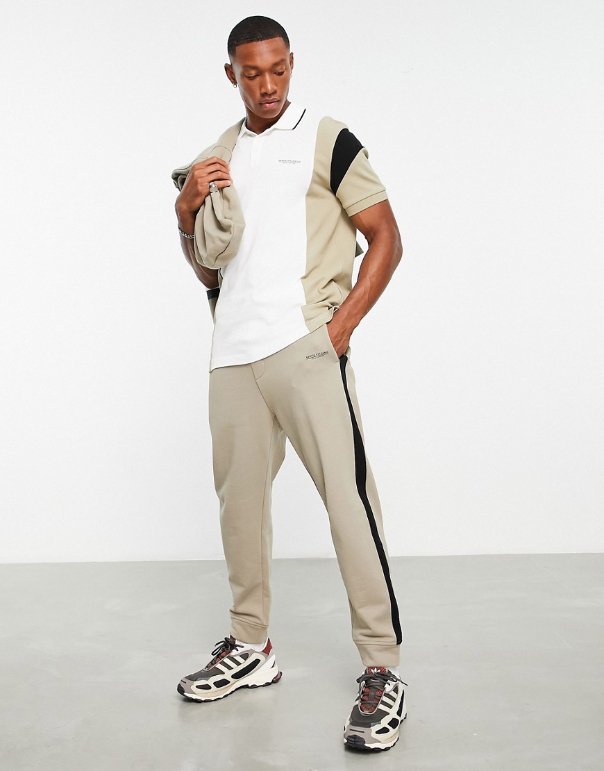 Armani Exchange Side Stripe Sweatpants In Stone Suit 5-white