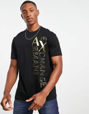 ARMANI EXCHANGE MILANO DUBAI T-SHIRT Man Black Gold Logo