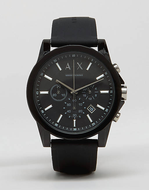 Armani Exchange Silicone Watch In Black AX1326 | ASOS