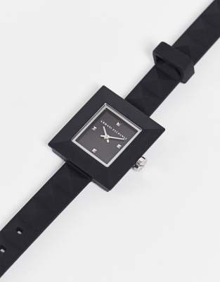 Armani Exchange - Siliconen dameshorloge met vierkante wijzerplaat in zwart  AX4400 | ASOS