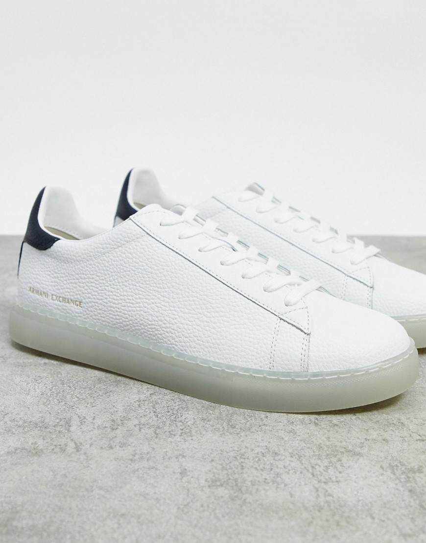Armani Exchange simple logo trainers in white