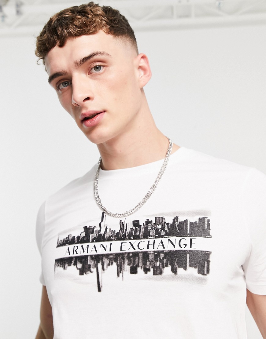Armani Exchange skyline t-shirt in white