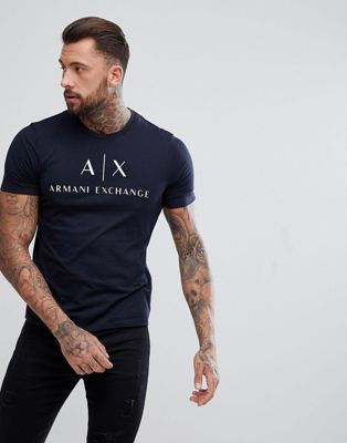 Slim Fit AX Chest Logo T-Shirt In Navy 