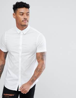 armani white short sleeve shirt