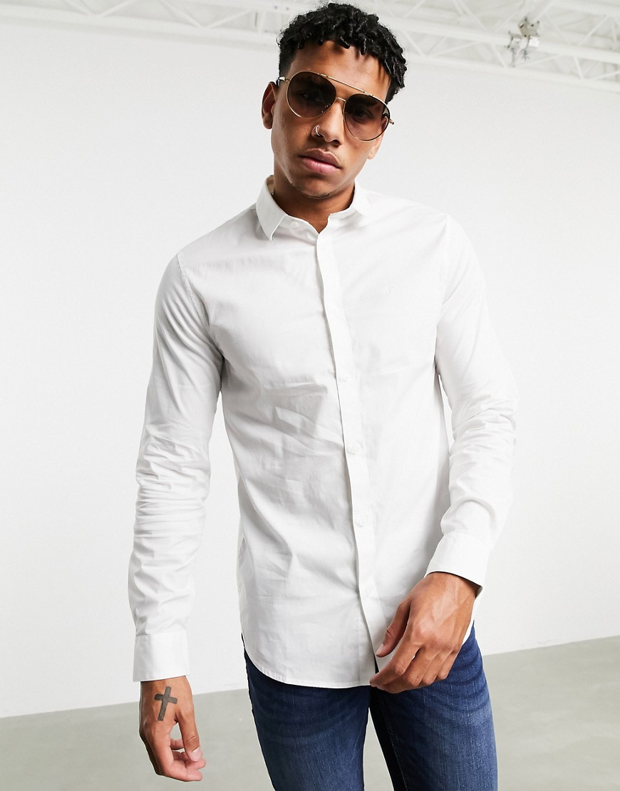 Armani Exchange slim fit shirt with tonal logo in white