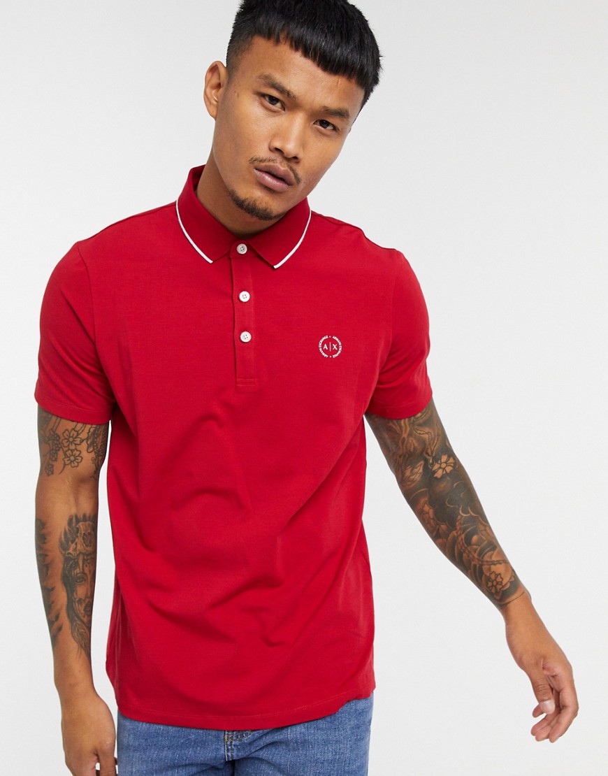 Armani Exchange slim fit tipped logo polo in red