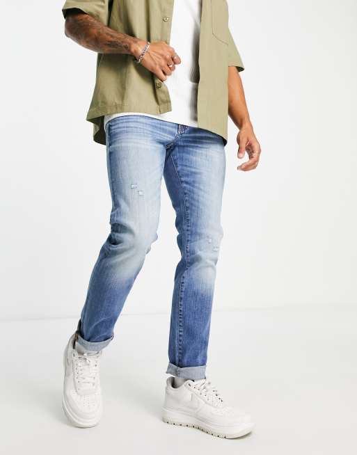 Armani Exchange slim leg jeans in light wash blue | ASOS