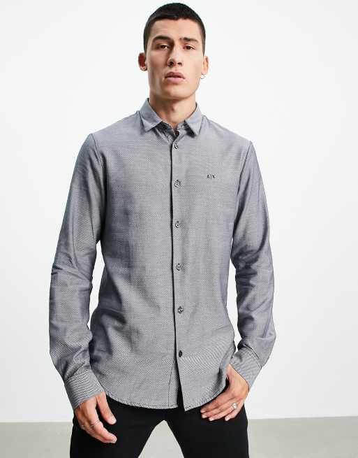 Armani Exchange small AX logo shirt in blue