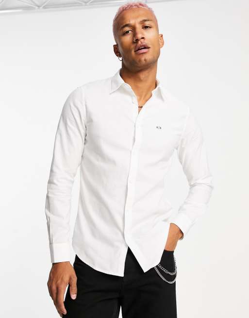 Armani Exchange small AX logo shirt in white ASOS