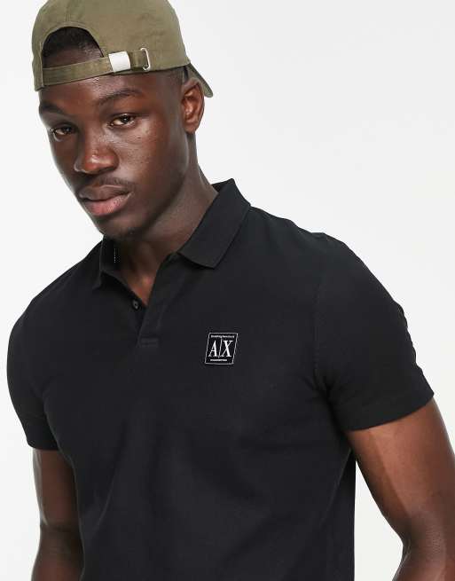 Armani Exchange small box logo polo in black ASOS