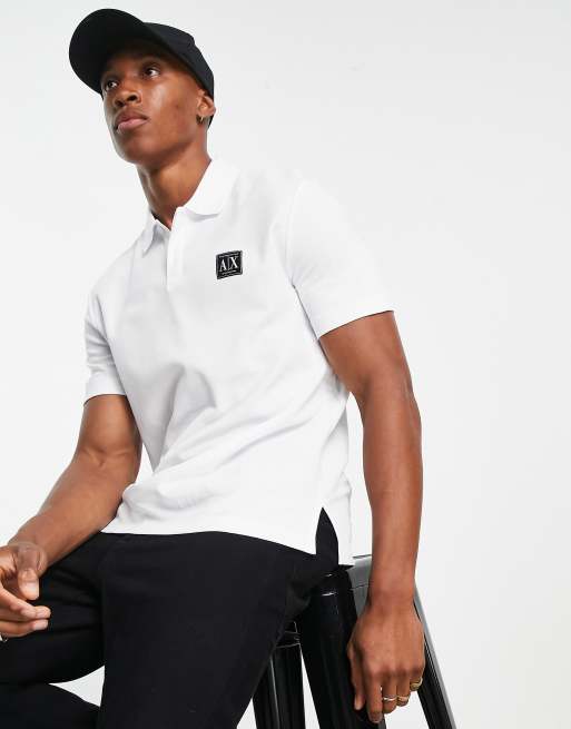 Armani Exchange small box logo polo in white ASOS