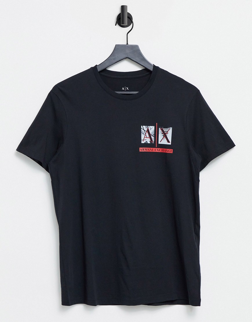 Armani Exchange small chest AX logo t-shirt in black