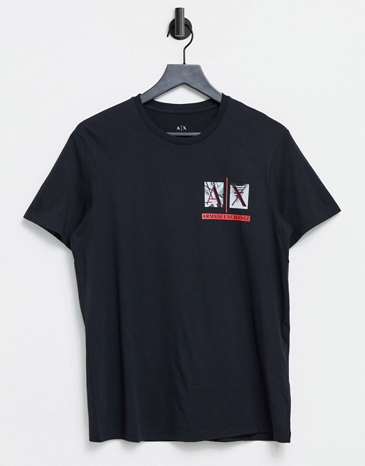 Armani Exchange small chest AX logo t-shirt in black | ASOS