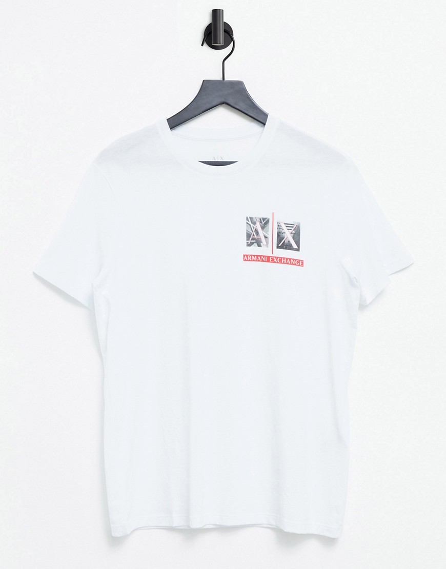 Armani Exchange small chest AX logo t-shirt in white