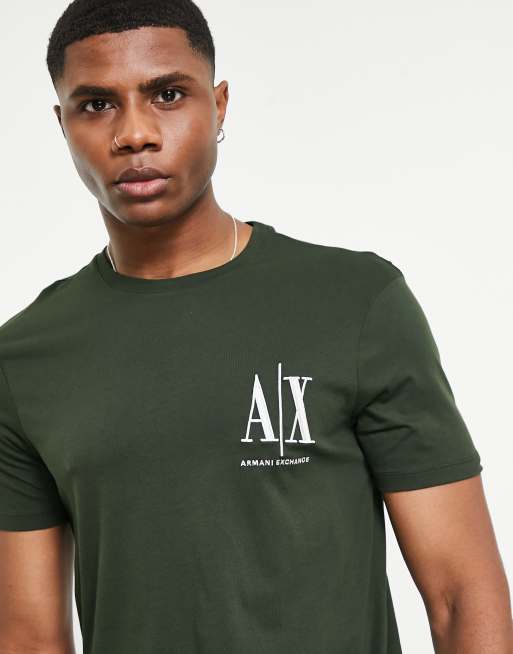 Armani Exchange small icon logo T shirt in green ASOS