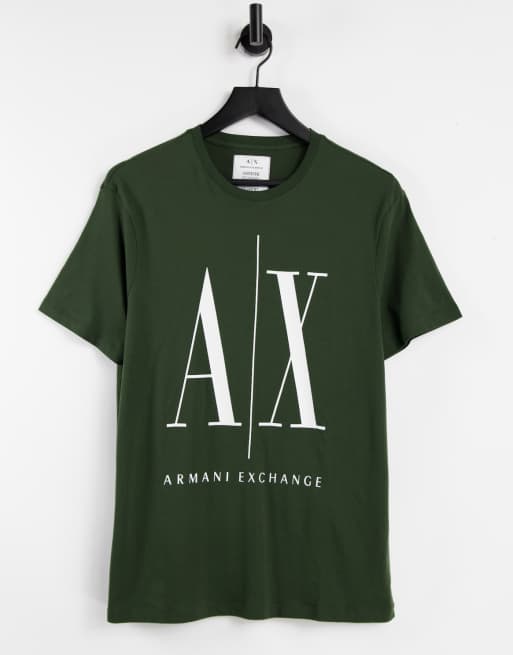 Armani Exchange small icon logo t shirt in green ASOS