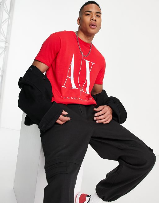 Armani Exchange small icon logo t shirt in red ASOS