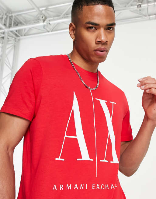 Armani Exchange small icon logo t shirt in red ASOS