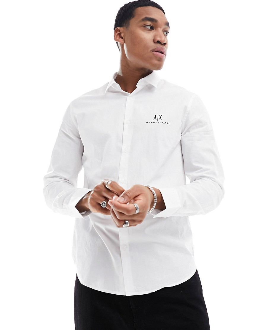 Armani Exchange small logo regular fit shirt in white